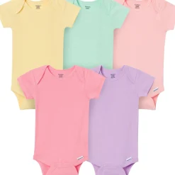 5-Pack Baby Girls Pastels Short Sleeve Bodysuits