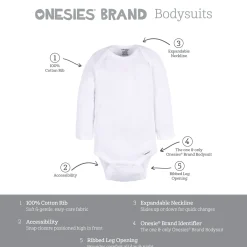 6-Pack Baby Girls Pears Long Sleeve Onesies® Bodysuits