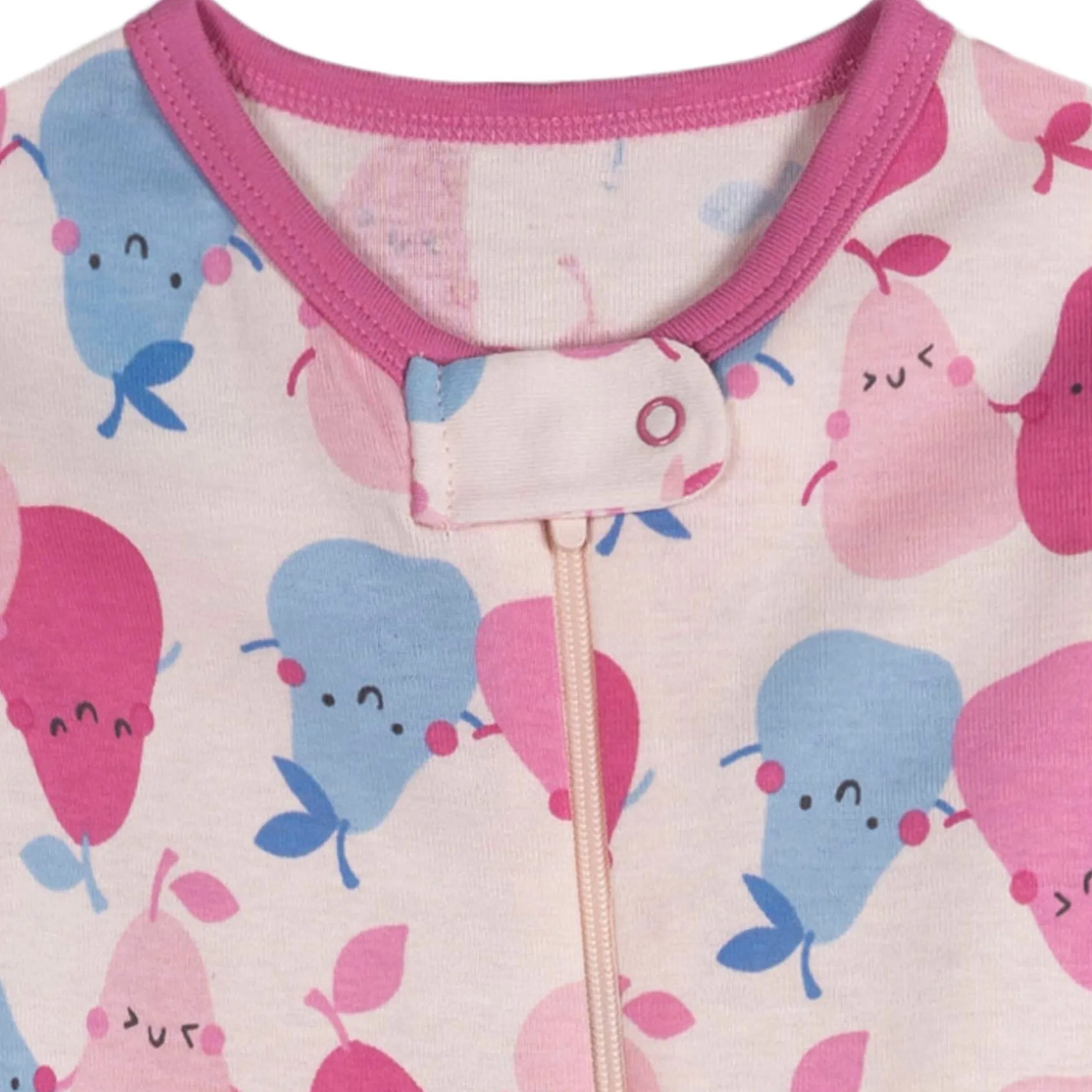 4-Pack Baby Girls Pears Snug Fit Footed Pajamas