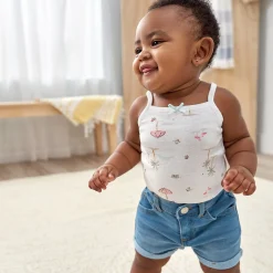 4-Pack Baby Girls Pink Flamingo Sleeveless Onesies® Bodysuits