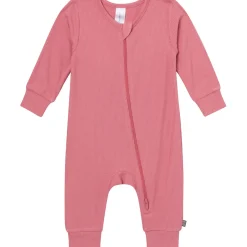 2-Pack Baby Girls Pink Flower Zip Front Viscose Rompers