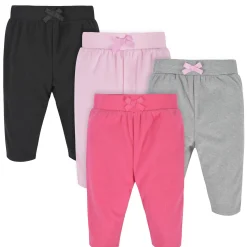 4-Pack Baby Girls Pink, Gray, & Black Microfleece Pants