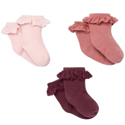 3-Pack Baby Girls Pink Lace Socks