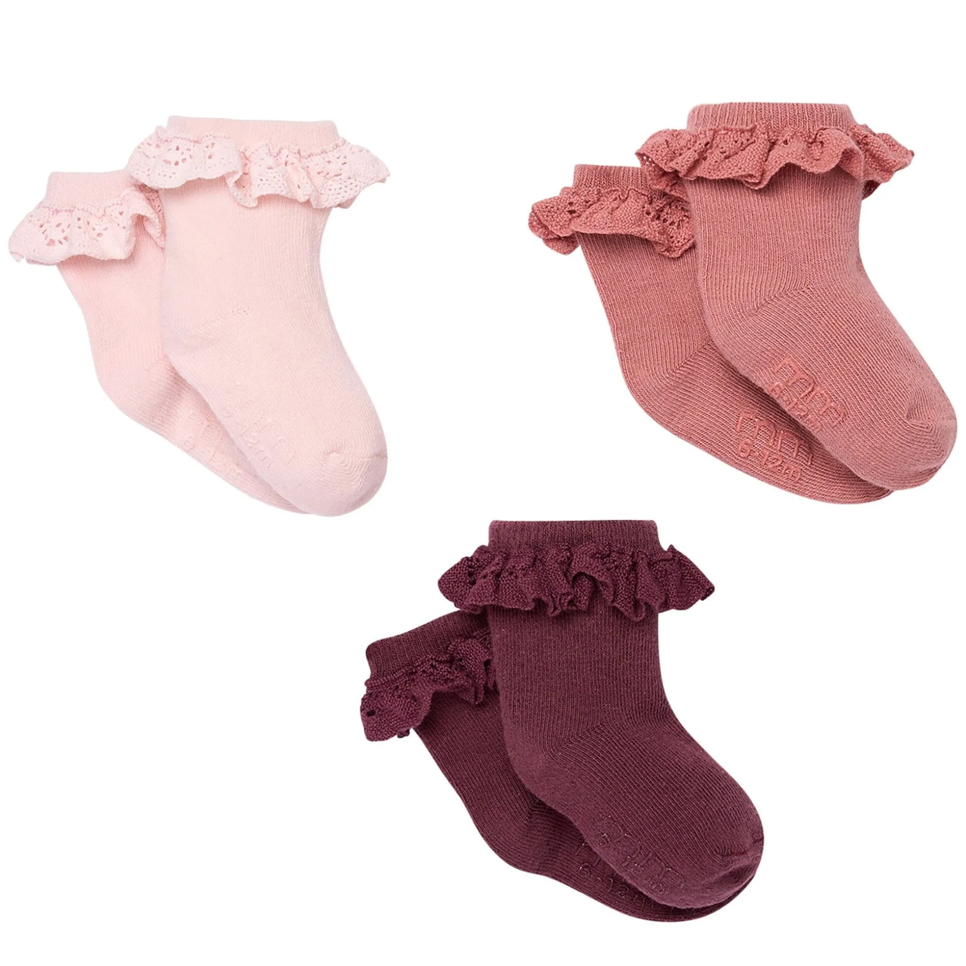 3-Pack Baby Girls Pink Lace Socks
