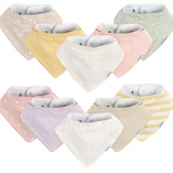 10-Pack Baby Girls Pink Plaid Jersey Bandana Bibs
