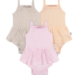 3-Pack Baby Girls Purple, Oatmeal, & Peach Sleeveless Skirted Onesies® Bodysuits