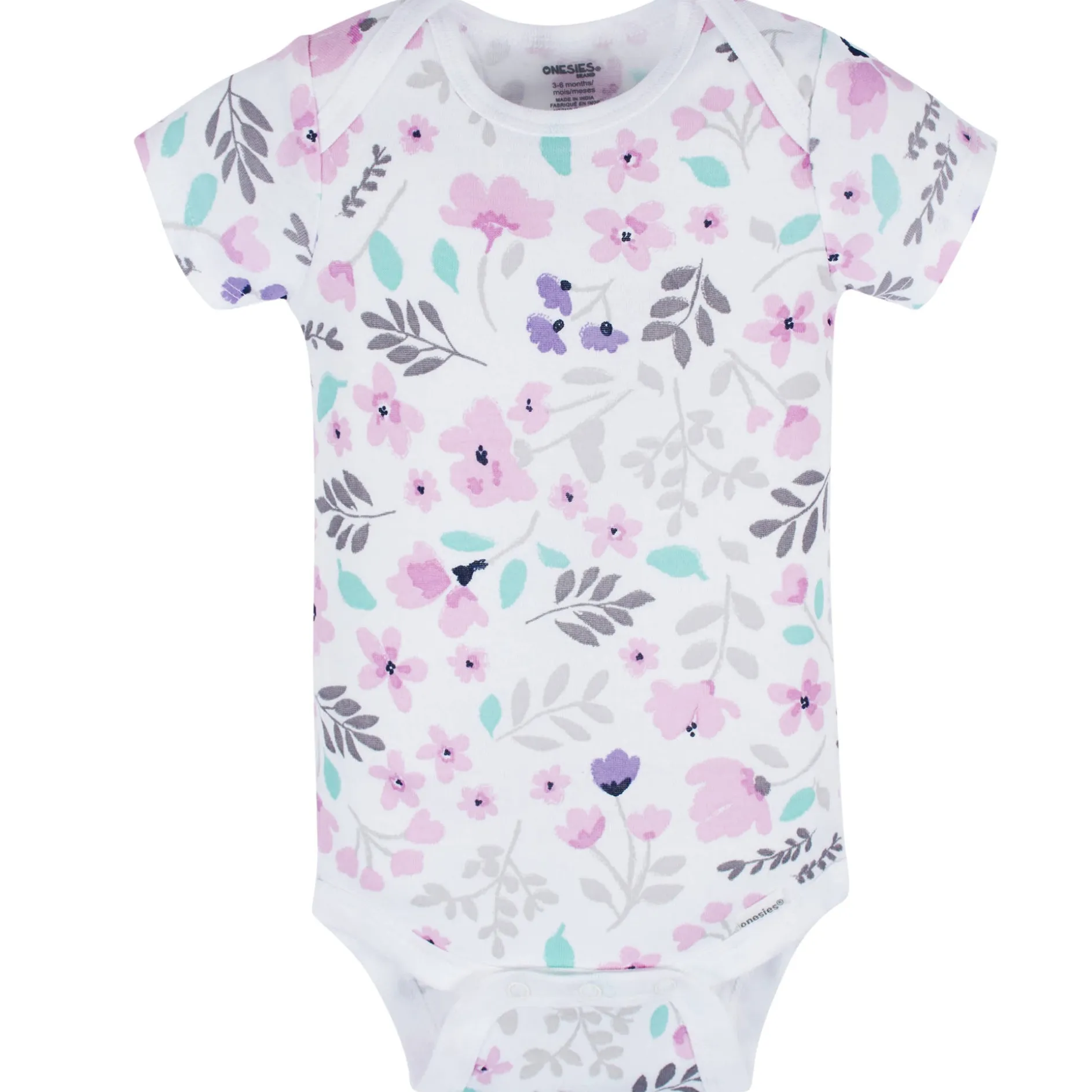 8-Pack Baby Girls Rainbow Floral Short Sleeve Onesies® Bodysuits