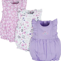 3-Pack Baby Girls Rainbow Floral Rompers