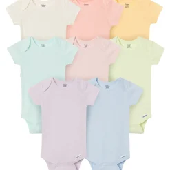 8-Pack Baby Girls Rainbow Short Sleeve Bodysuits