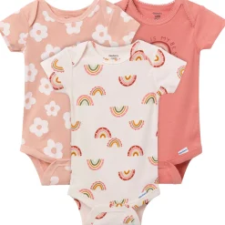 3-Pack Baby Girls Rainbow Short Sleeve Onesies® Bodysuits