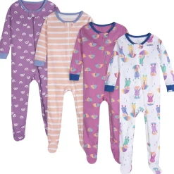 4-Pack Baby Girls Rainy Day Snug Fit Footed Pajamas