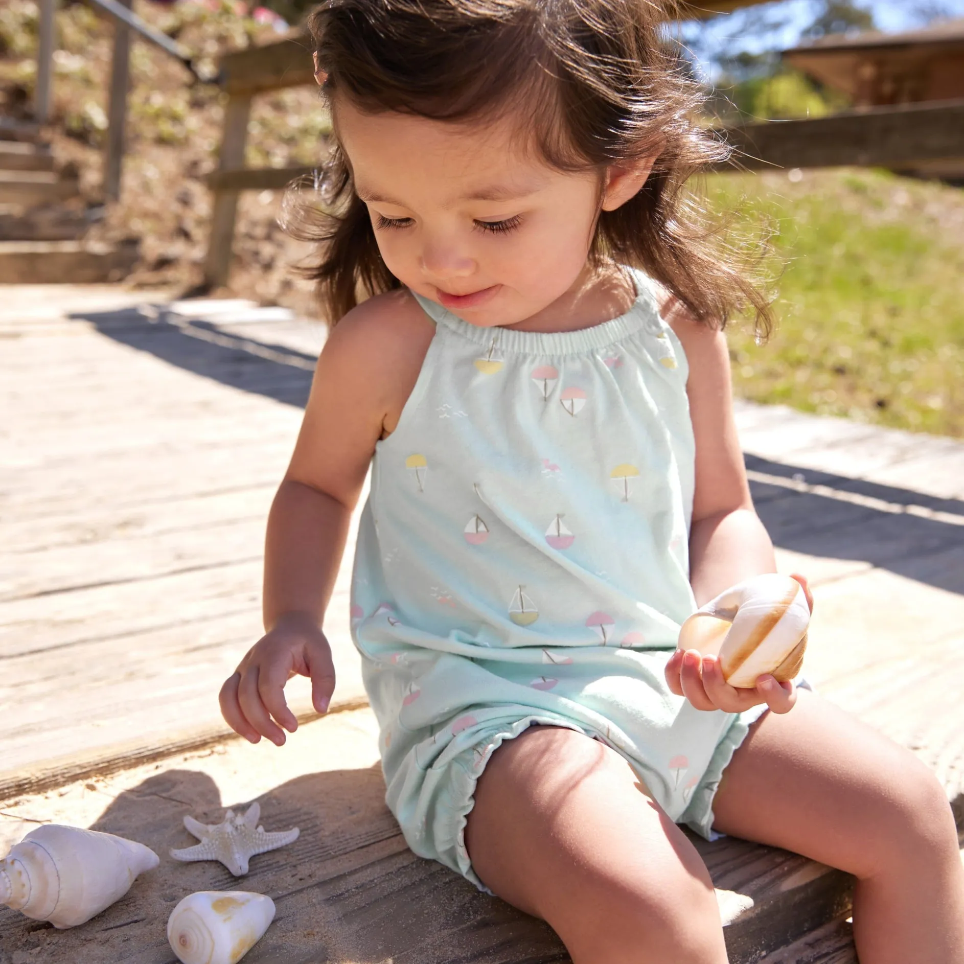 2-Pack Baby Girls Sailboats Rompers
