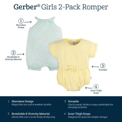 2-Pack Baby Girls Sailboats Rompers