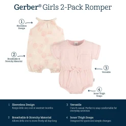 2-Pack Baby Girls Seashells Rompers