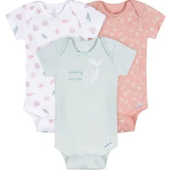 3-Pack Baby Girls She Sells Sea Shells Short Sleeve Onesies® Bodysuits
