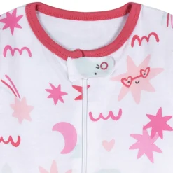3-Pack Baby Girls Starry Nights Footless Pajamas
