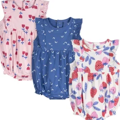 3-Pack Baby Girls Strawberries Rompers