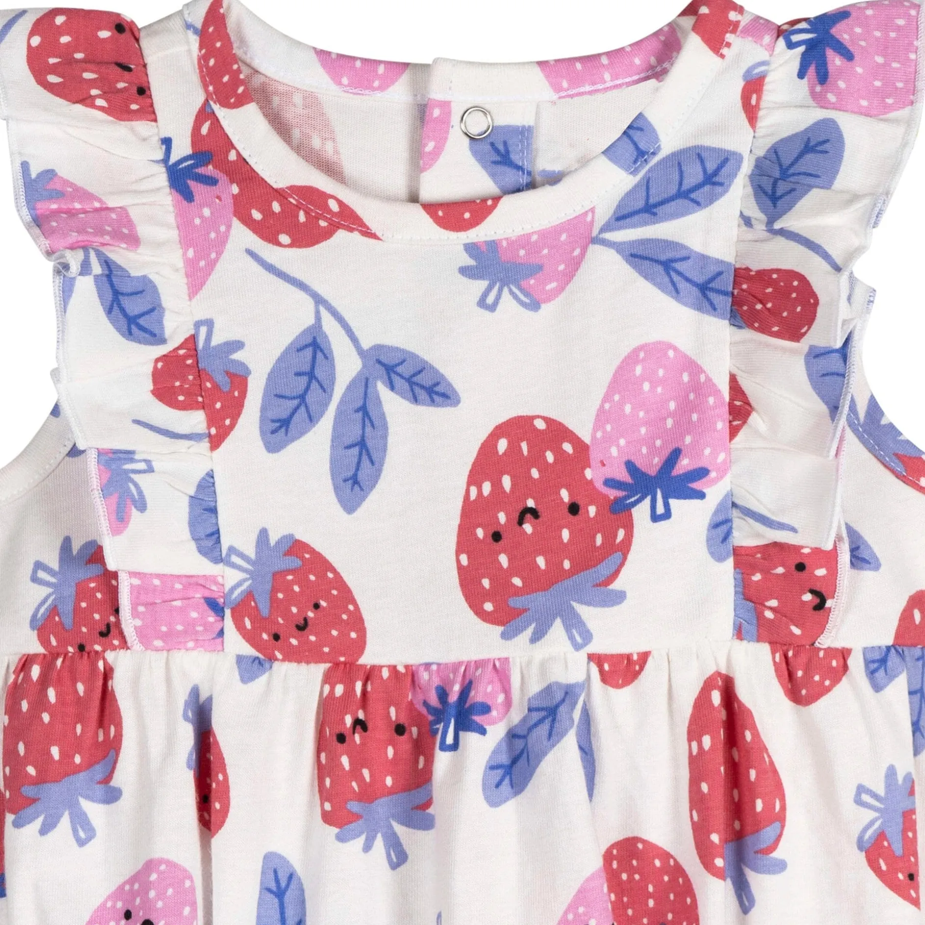 3-Pack Baby Girls Strawberries Rompers
