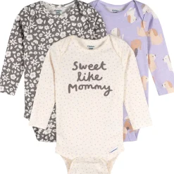 3-Pack Baby Girls Sweetie Long Sleeve Onesies® Bodysuits