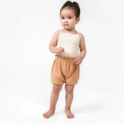 3-Pack Baby Girls White, Black Dot, & Brown Gauze Bubble Shorts