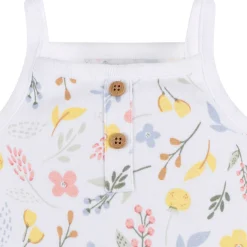 4-Pack Baby Girls White Floral Sleeveless Onesies® Bodysuits