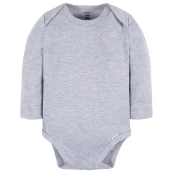 5-Pack Baby Heather Gray Premium Long Sleeve Onesies® Bodysuits