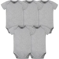 5-Pack Baby Heather Grey Premium Short Sleeve Onesies® Bodysuits