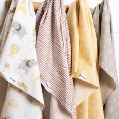 4-Pack Baby Neutral Animal Geo Flannel Blankets