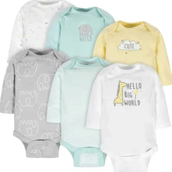 6-Pack Baby Neutral Animals Long Sleeve Onesies® Bodysuits