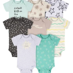 8-Pack Baby Neutral Awesome Stars Short Sleeve Onesies® Bodysuits