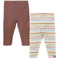 2-Pack Baby Neutral Brown & Ivory Striped Leggings