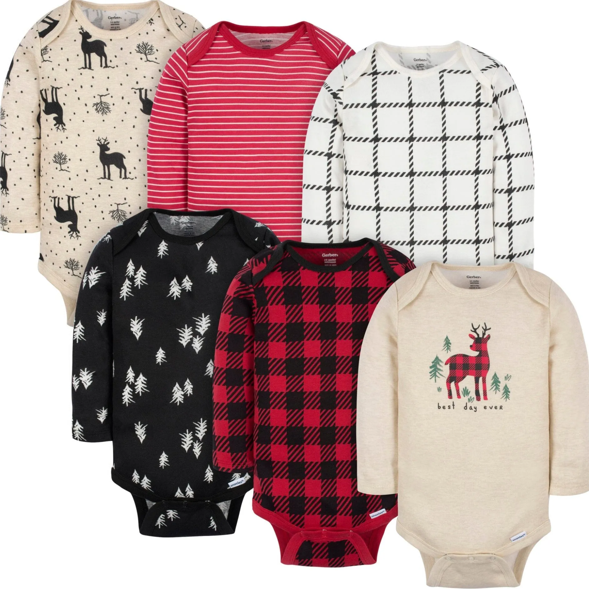 6-Pack Baby Neutral Deer Onesies® Bodysuits