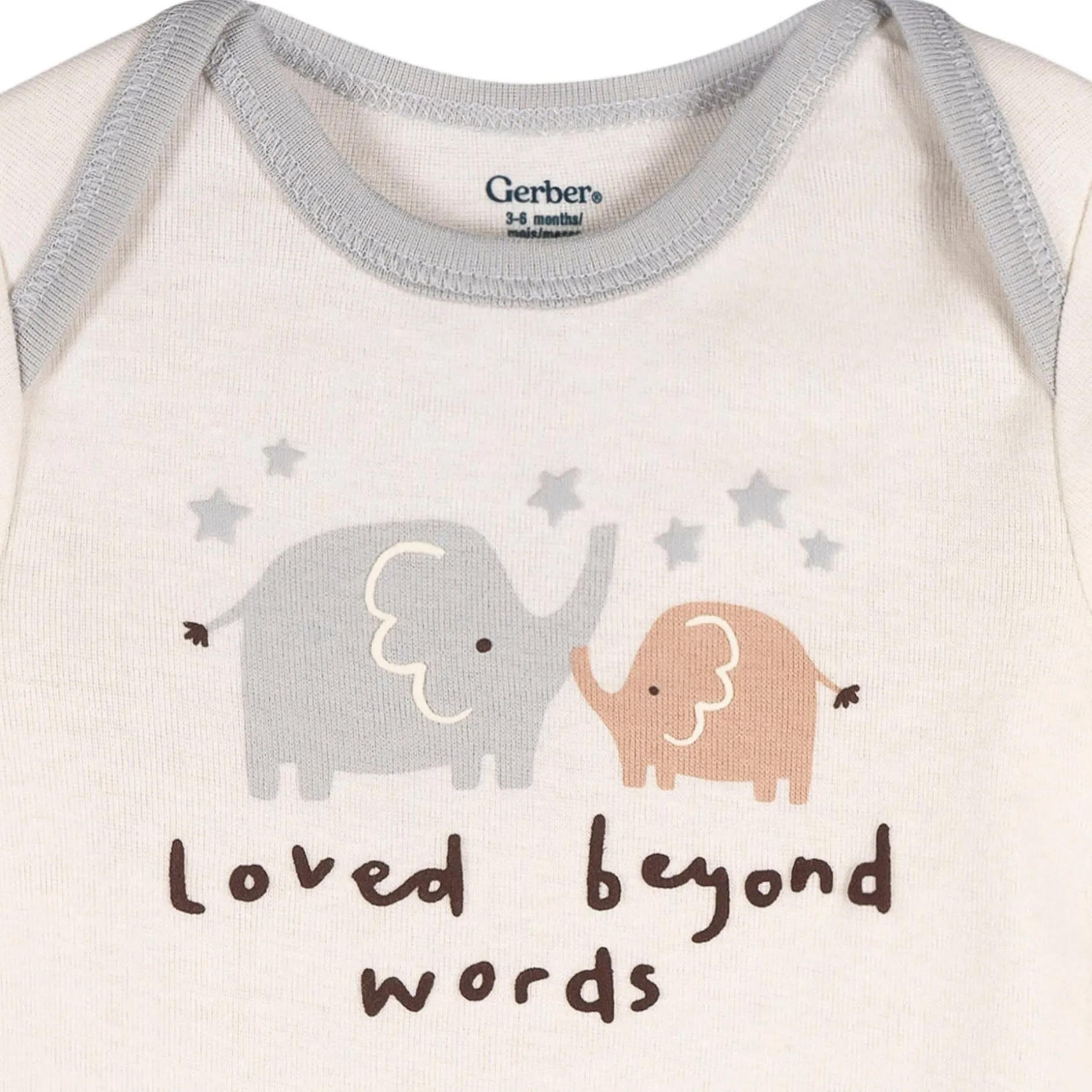 3-Pack Baby Neutral Elephant Love Long Sleeve Onesies® Bodysuits