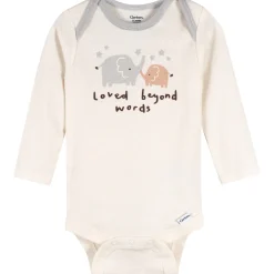 3-Pack Baby Neutral Elephant Love Long Sleeve Onesies® Bodysuits
