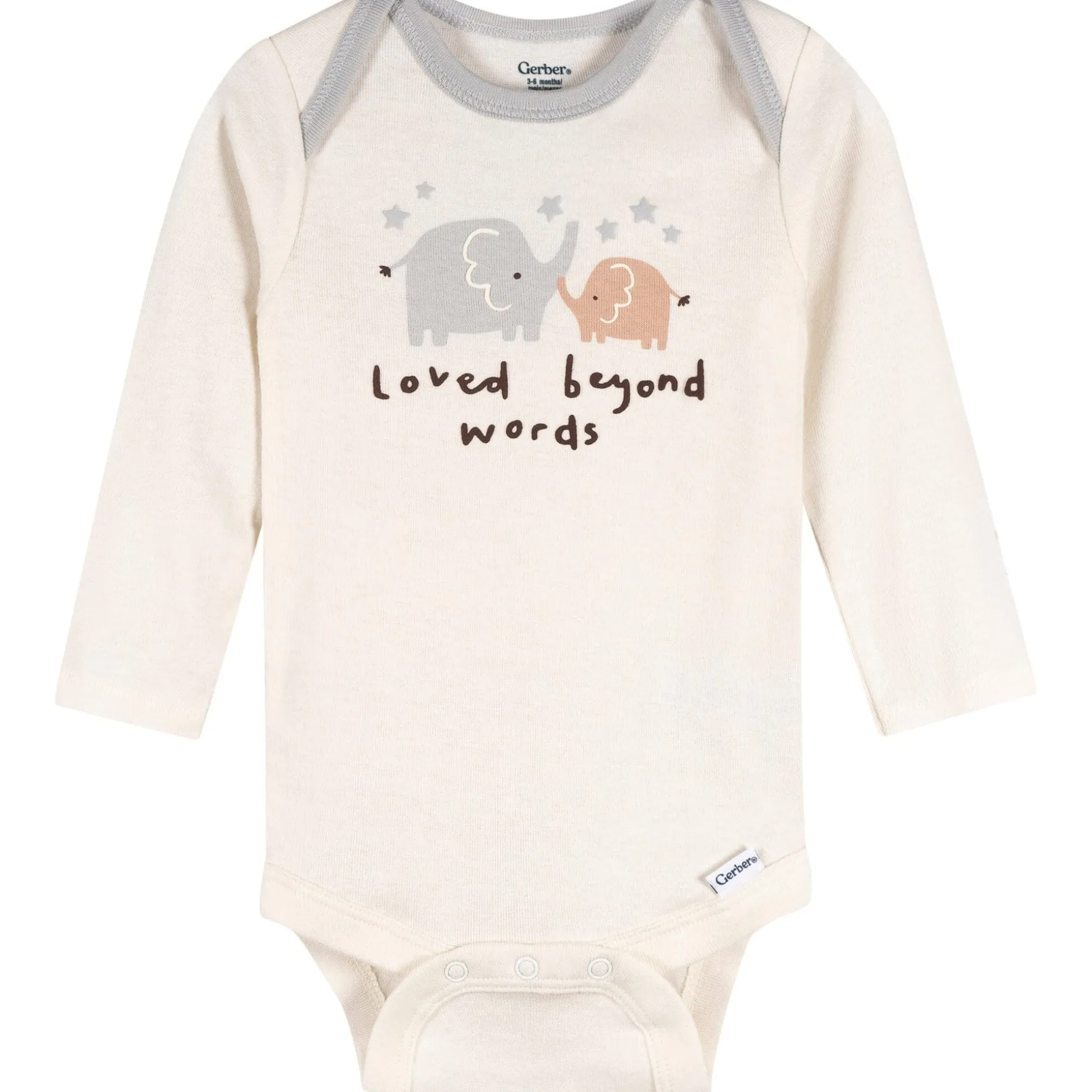 3-Pack Baby Neutral Elephant Love Long Sleeve Onesies® Bodysuits