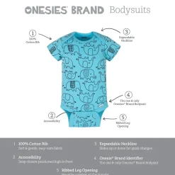 8-Pack Baby Neutral Elephant Onesies® Brand Bodysuits