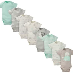 8-Pack Baby Neutral Elephant Short-Sleeve Onesies® Bodysuits