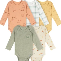 5-Pack Baby Neutral Fall Feels Long Sleeve Bodysuits