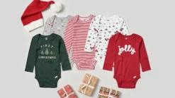 3-Pack Baby Neutral First Christmas Long Sleeve Onesies® Bodysuits