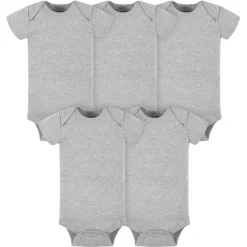 5-Pack Baby Neutral Gray Heather Ribbed Onesies® Bodysuits