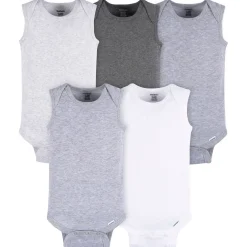 5-Pack Baby Neutral Grey Heather Sleeveless Lap Shoulder Onesies® Bodysuits