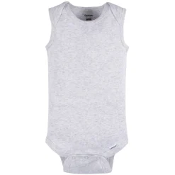 5-Pack Baby Neutral Grey Heather Sleeveless Lap Shoulder Onesies® Bodysuits