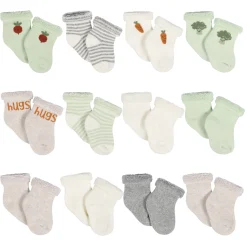 12-Pack Baby Neutral Happy Veggies Terry Wiggle Proof® Socks
