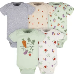 5-Pack Baby Neutral Happy Veggies Onesies® Bodysuits