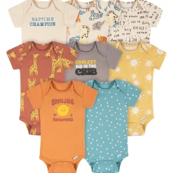 8-Pack Baby Neutral Hello Naptime Short Sleeve Onesies® Bodysuits