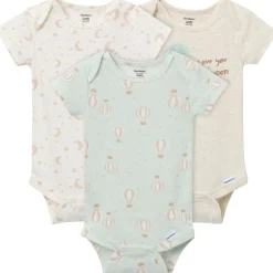 3-Pack Baby Neutral Hot Air Balloon Short Sleeve Onesies® Bodysuits