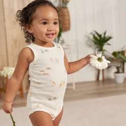 4-Pack Baby Neutral Ivory Safari Sleeveless Onesies® Bodysuits