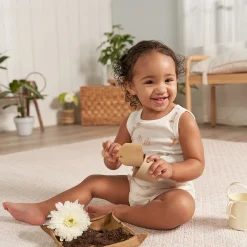 4-Pack Baby Neutral Ivory Safari Sleeveless Onesies® Bodysuits
