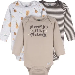 3-Pack Baby Neutral Little Melody Long Sleeve Onesies® Bodysuits