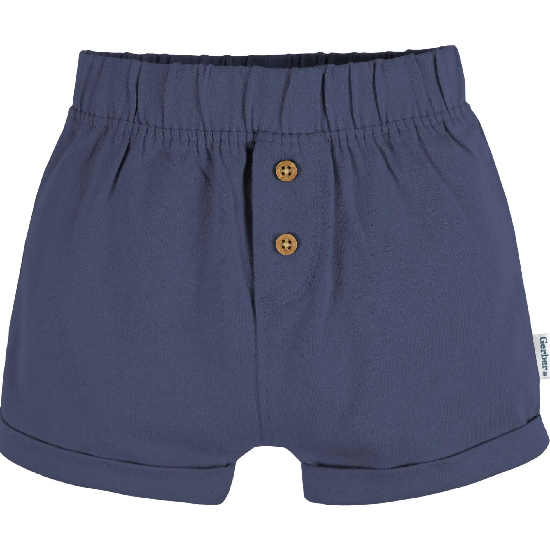 3-Pack Baby Neutral Navy Stripe, Oatmeal, & Navy Knit Shorts